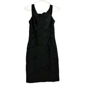 White House Black Market Black Sleeveless Ruffle Tiered Dress size 6
